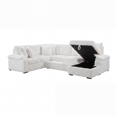 Ridge White 3-Piece Right Side Chaise Sectional with Pull-out Bed and Hidden Storage by Homelegance at Eve Furniture