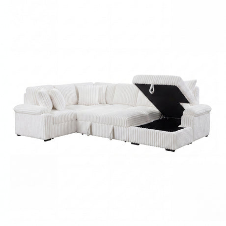 Ridge White 3-Piece Right Side Chaise Sectional with Pull-out Bed and Hidden Storage by Homelegance at Eve Furniture