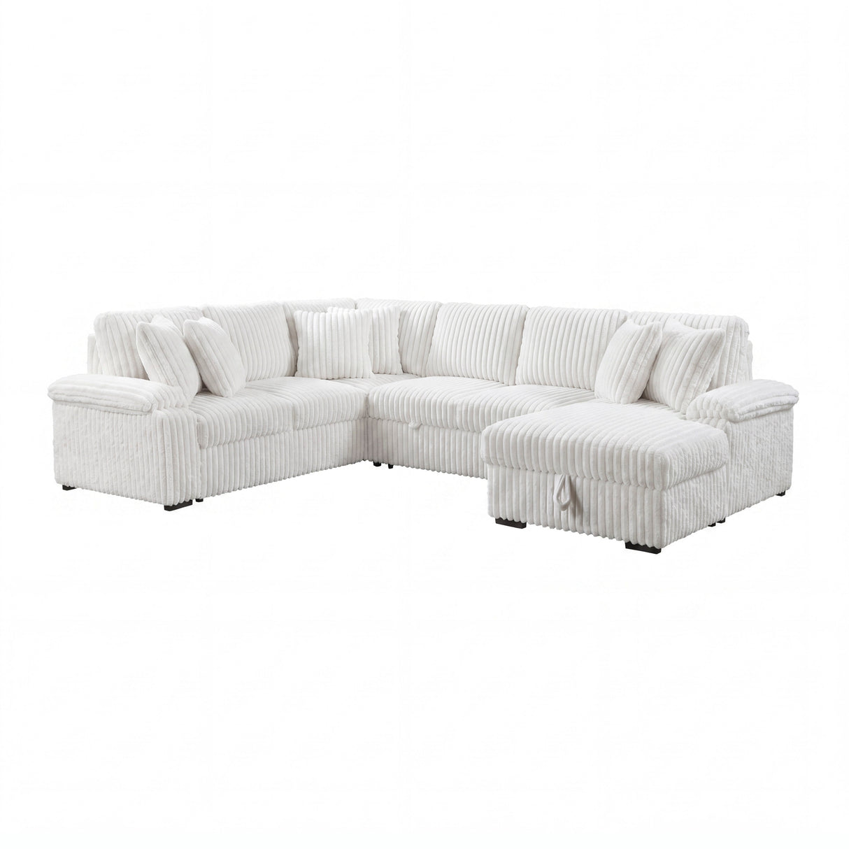 Ridge White 3-Piece Right Side Chaise Sectional with Pull-out Bed and Hidden Storage by Homelegance at Eve Furniture