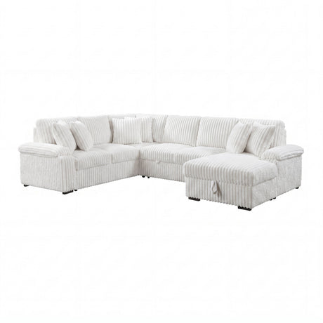 Ridge White 3-Piece Right Side Chaise Sectional with Pull-out Bed and Hidden Storage by Homelegance at Eve Furniture