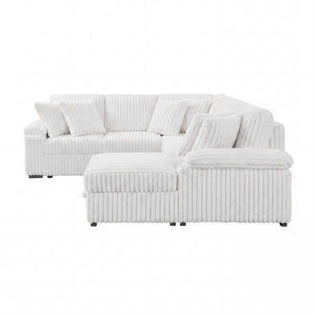 Ridge White 3-Piece Right Side Chaise Sectional with Pull-out Bed and Hidden Storage by Homelegance at Eve Furniture