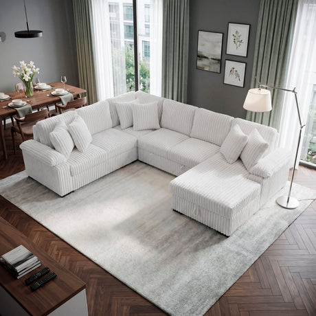 Ridge White 3-Piece Right Side Chaise Sectional with Pull-out Bed and Hidden Storage by Homelegance at Eve Furniture