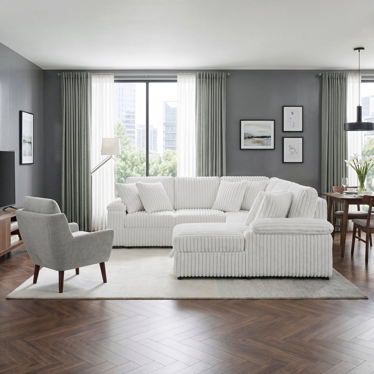 Ridge White 3-Piece Right Side Chaise Sectional with Pull-out Bed and Hidden Storage by Homelegance at Eve Furniture