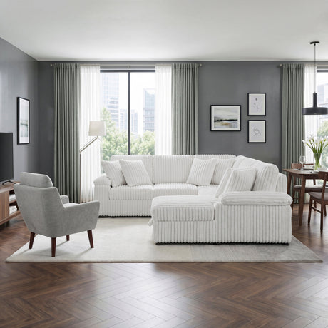 Ridge White 3-Piece Right Side Chaise Sectional with Pull-out Bed and Hidden Storage by Homelegance at Eve Furniture