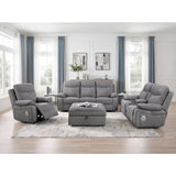 Centric Grey Power Reclining Chair with Power Headrest, Power Lumbar Support, Bluetooth Speakers and Charging Ports by Homelegance at Eve Furniture