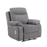 Centric Grey Power Reclining Chair with Power Headrest, Power Lumbar Support, Bluetooth Speakers and Charging Ports by Homelegance at Eve Furniture