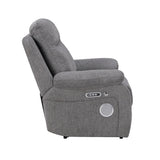 Centric Grey Power Reclining Chair with Power Headrest, Power Lumbar Support, Bluetooth Speakers and Charging Ports by Homelegance at Eve Furniture