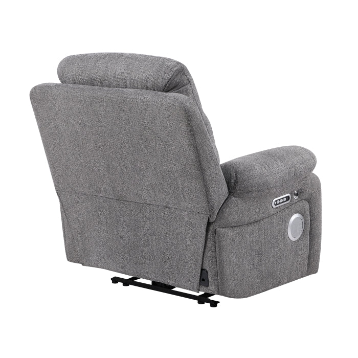 Centric Grey Power Reclining Chair with Power Headrest, Power Lumbar Support, Bluetooth Speakers and Charging Ports by Homelegance at Eve Furniture