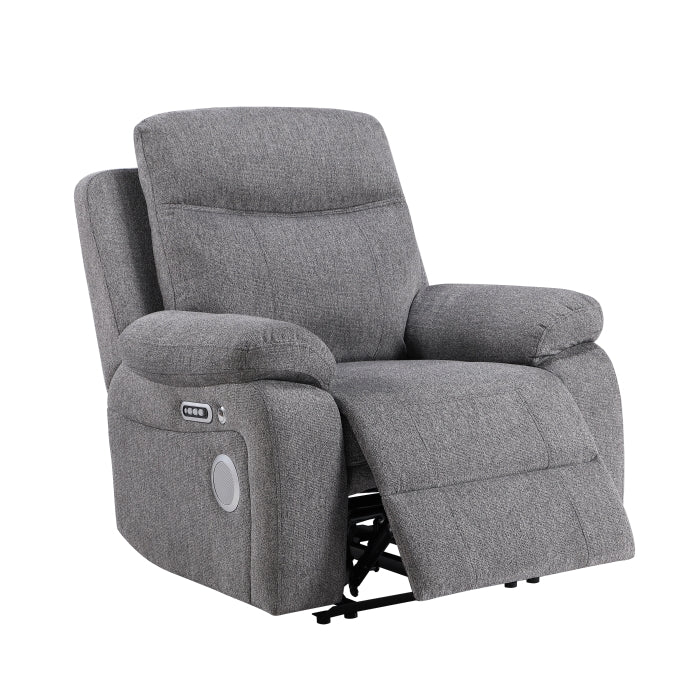 Centric Grey Power Reclining Chair with Power Headrest, Power Lumbar Support, Bluetooth Speakers and Charging Ports by Homelegance at Eve Furniture