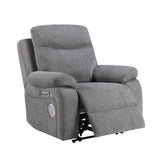 Centric Grey Power Reclining Chair with Power Headrest, Power Lumbar Support, Bluetooth Speakers and Charging Ports by Homelegance at Eve Furniture