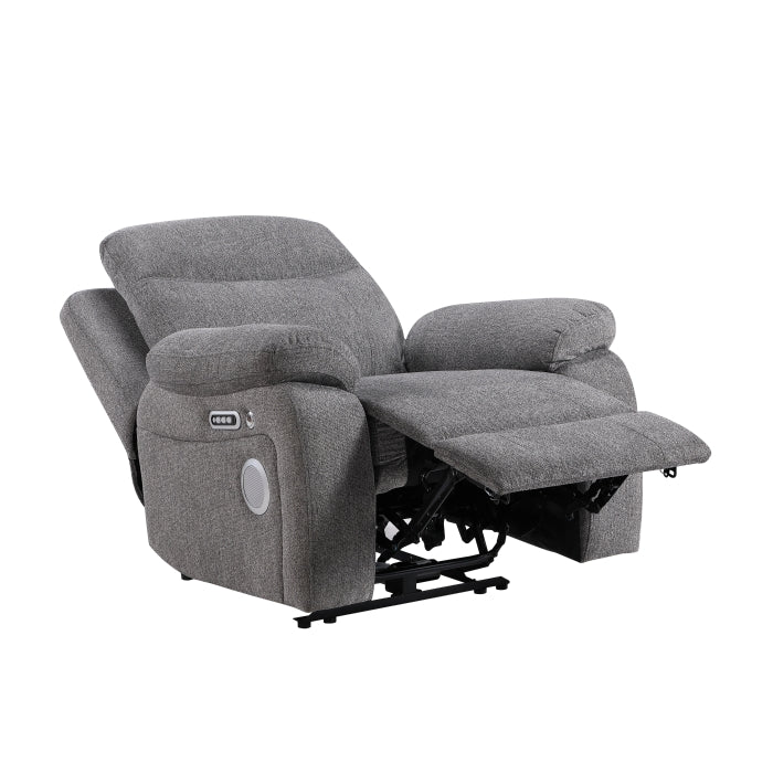 Centric Grey Power Reclining Chair with Power Headrest, Power Lumbar Support, Bluetooth Speakers and Charging Ports by Homelegance at Eve Furniture