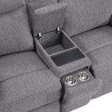 Centric Grey Power Double Reclining Love Seat with Center Console, Power Headrests, Power Lumbar Support, Wireless Charger, Hidden Cup Holders, Bluetooth Speakers and Charging Ports by Homelegance at Eve Furniture
