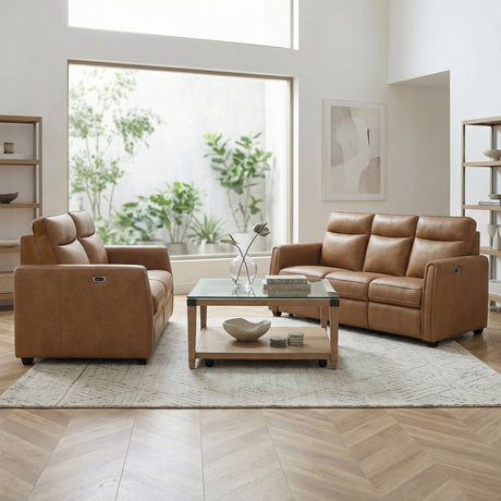 Equinox Brown Power Double Reclining Sofa with Rounded Track Arms by Homelegance at Eve Furniture