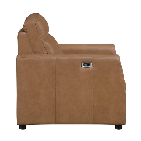 Equinox Brown Power Reclining Chair with Rounded Track Arms by Homelegance at Eve Furniture