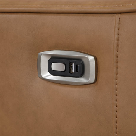 Equinox Brown Power Double Reclining Loveseat with Curved Track Arms by Homelegance at Eve Furniture
