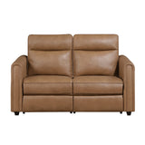 Equinox Brown Power Double Reclining Loveseat with Rounded Track Arms by Homelegance at Eve Furniture