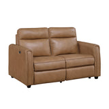 Equinox Brown Power Double Reclining Loveseat with Rounded Track Arms by Homelegance at Eve Furniture