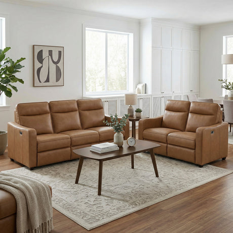 Equinox Brown Power Double Reclining Loveseat with Curved Track Arms by Homelegance at Eve Furniture