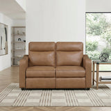 Equinox Brown Power Double Reclining Loveseat with Curved Track Arms by Homelegance at Eve Furniture