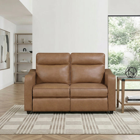 Equinox Brown Power Double Reclining Loveseat with Curved Track Arms by Homelegance at Eve Furniture