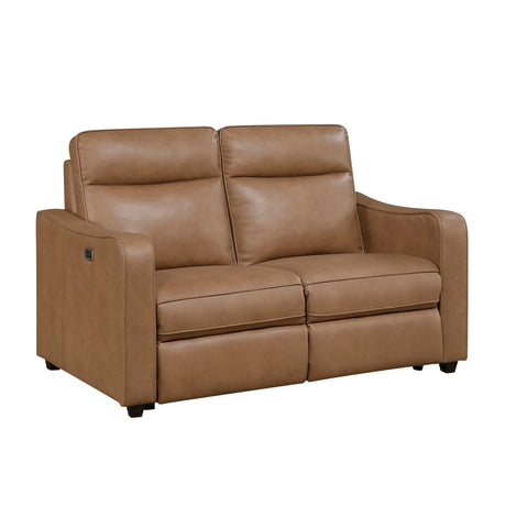Equinox Brown Power Double Reclining Loveseat with Curved Track Arms by Homelegance at Eve Furniture