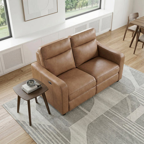 Equinox Brown Power Double Reclining Loveseat with Curved Track Arms by Homelegance at Eve Furniture