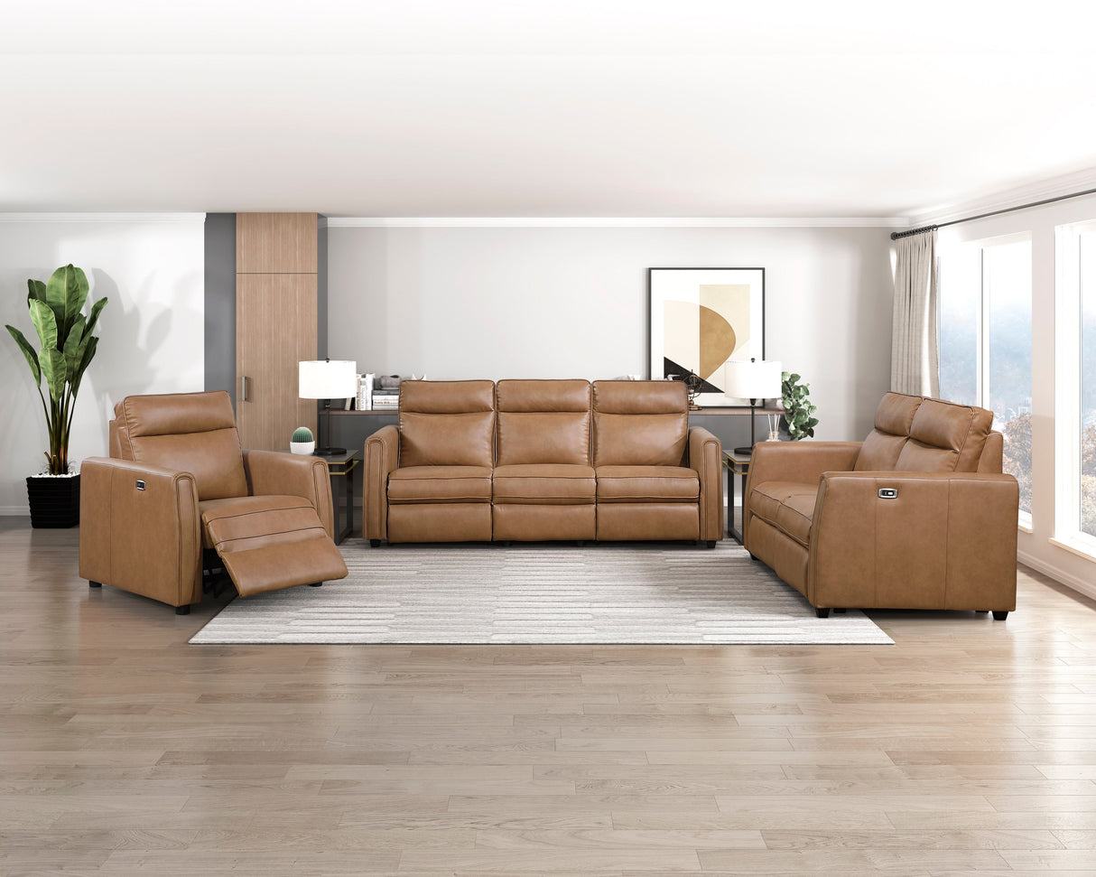 Equinox Brown Power Reclining Chair with Rounded Track Arms by Homelegance at Eve Furniture