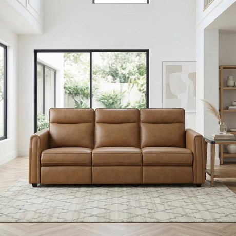 Equinox Brown Power Double Reclining Sofa with Rounded Track Arms by Homelegance at Eve Furniture