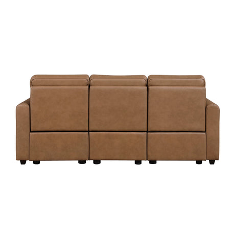 Equinox Brown Power Double Reclining Sofa with Rounded Track Arms by Homelegance at Eve Furniture
