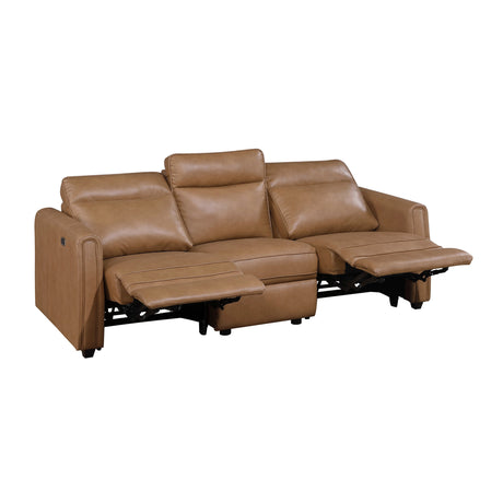 Equinox Brown Power Double Reclining Sofa with Rounded Track Arms by Homelegance at Eve Furniture