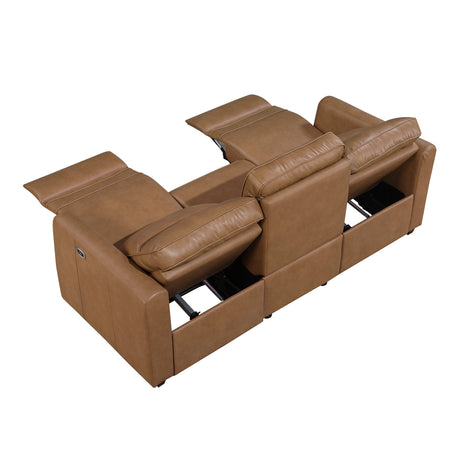 Equinox Brown 2-Piece Rounded Track Arms Power Reclining Living Room Set by Homelegance at Eve Furniture