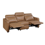 Equinox Brown Power Double Reclining Sofa with Curved Track Arms by Homelegance at Eve Furniture