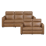 Equinox Brown 2-Piece Curved Track Arms Power Reclining Living Room Set by Homelegance at Eve Furniture