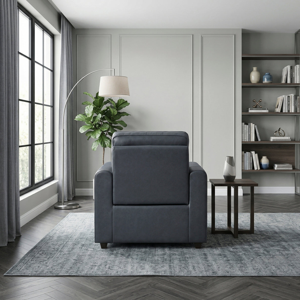 Equinox Navy Power Reclining Chair with Rounded Track Arms by Homelegance at Eve Furniture