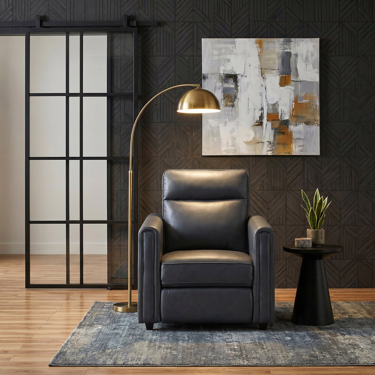 Equinox Navy Power Reclining Chair with Rounded Track Arms by Homelegance at Eve Furniture