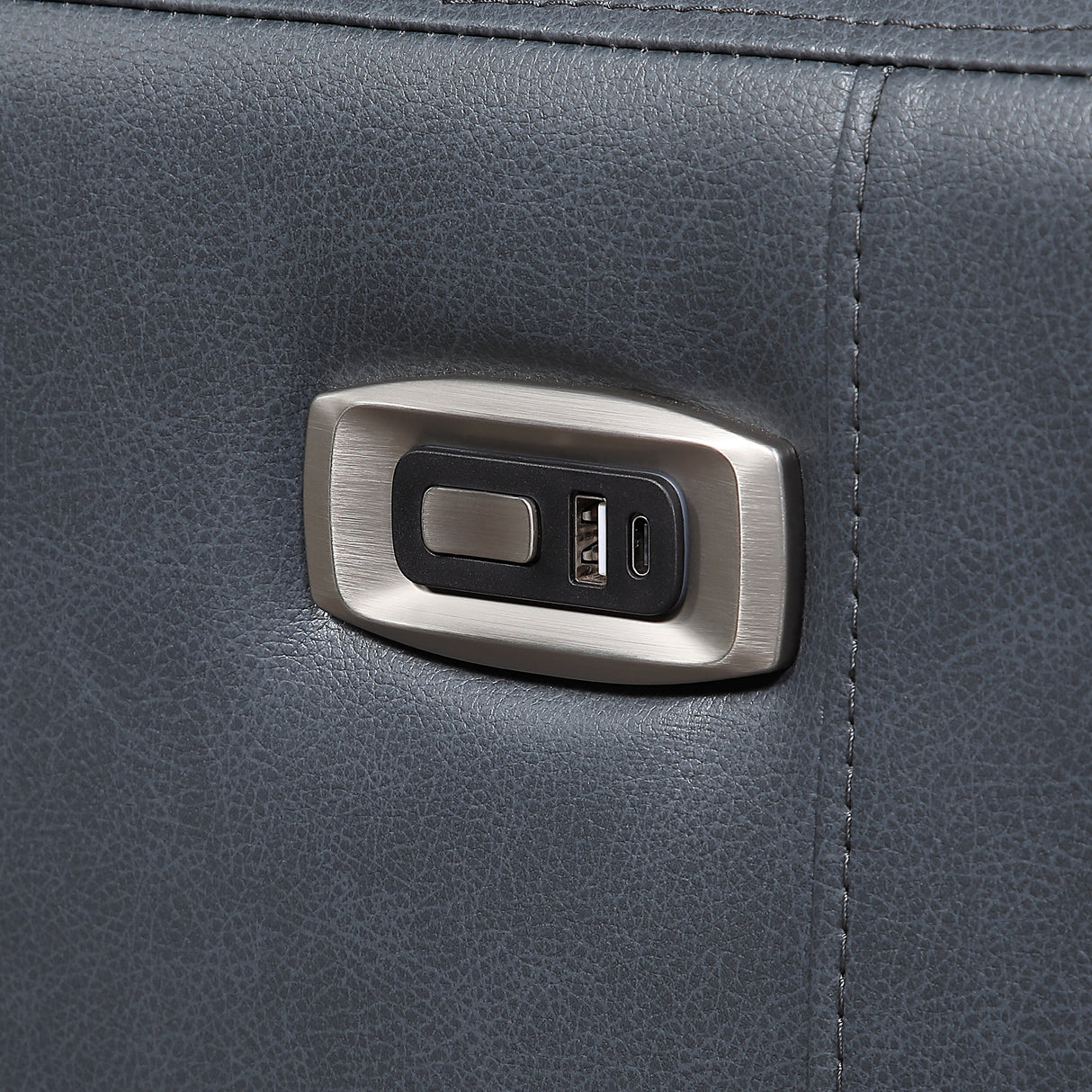 Equinox Navy Power Reclining Chair with Curved Track Arms by Homelegance at Eve Furniture