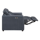 Equinox Navy Power Reclining Chair with Curved Track Arms by Homelegance at Eve Furniture