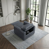 Equinox Navy Power Reclining Chair with Rounded Track Arms by Homelegance at Eve Furniture
