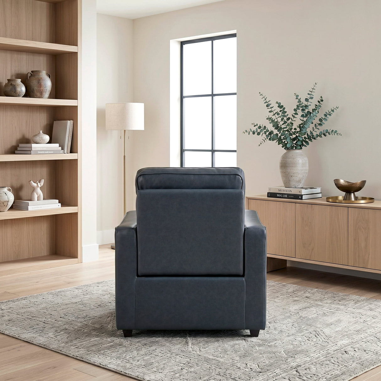 Equinox Navy Power Reclining Chair with Curved Track Arms by Homelegance at Eve Furniture