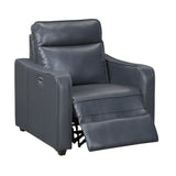 Equinox Navy Power Reclining Chair with Curved Track Arms by Homelegance at Eve Furniture