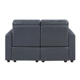 Equinox Navy Power Double Reclining Love Seat with Curved Track Arms by Homelegance at Eve Furniture