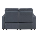 Equinox Navy Power Double Reclining Love Seat with Curved Track Arms by Homelegance at Eve Furniture