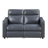 Equinox Navy Power Double Reclining Love Seat with Curved Track Arms by Homelegance at Eve Furniture