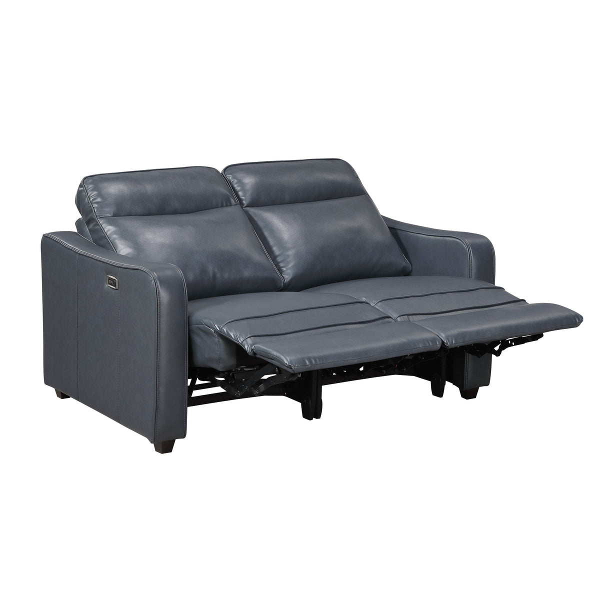 Equinox Navy Power Double Reclining Love Seat with Curved Track Arms by Homelegance at Eve Furniture