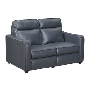 Equinox Navy Power Double Reclining Love Seat with Curved Track Arms by Homelegance at Eve Furniture