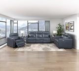 Equinox Navy Power Reclining Chair with Curved Track Arms by Homelegance at Eve Furniture