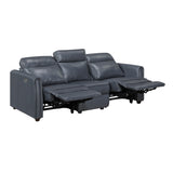 Equinox Navy Power Double Reclining Love Seat with Curved Track Arms by Homelegance at Eve Furniture