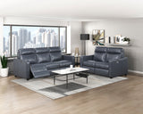 Equinox Navy Power Double Reclining Sofa with Curved Track Arms by Homelegance at Eve Furniture
