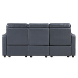 Equinox Navy Power Double Reclining Sofa with Curved Track Arms by Homelegance at Eve Furniture