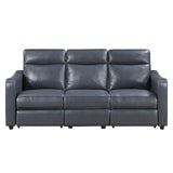 Equinox Navy Power Double Reclining Sofa with Curved Track Arms by Homelegance at Eve Furniture